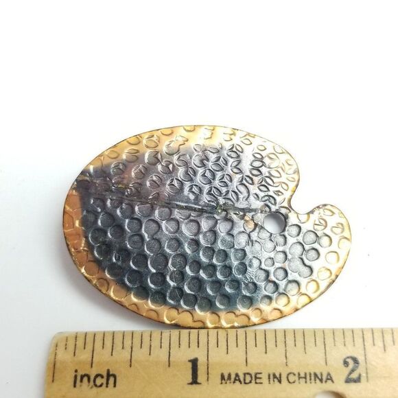 Vintage Genuine Copper Hammered Textured Paint Pallet Shaped Brooch, Retro Pin - Picture 3 of 7